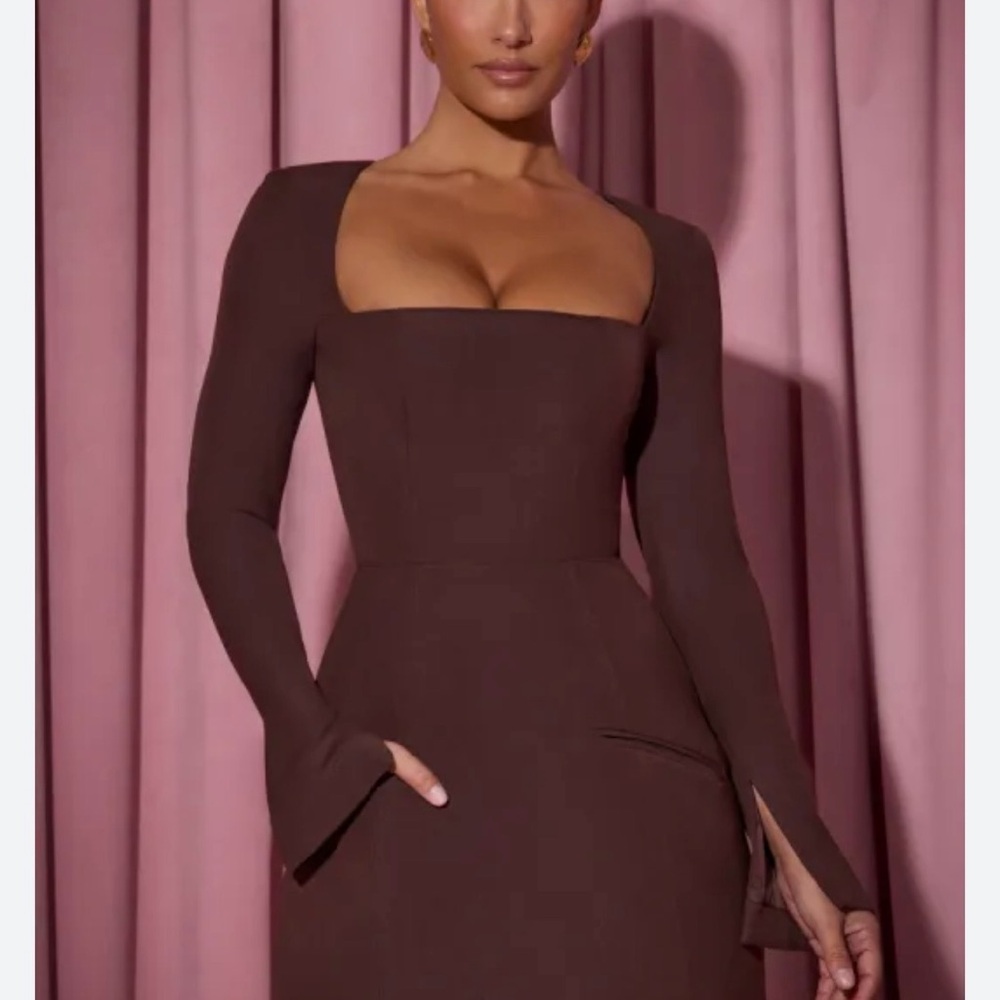 Oh Polly Chocolate Long Sleeve Dress